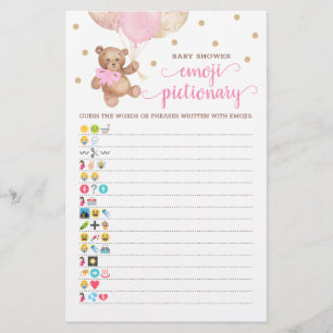 Baby shower Emoji Pictionary Jeu Teddy Bear Thème