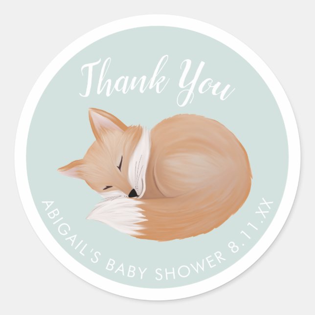 Baby shower en bois, Sticker rond Merci (Devant)