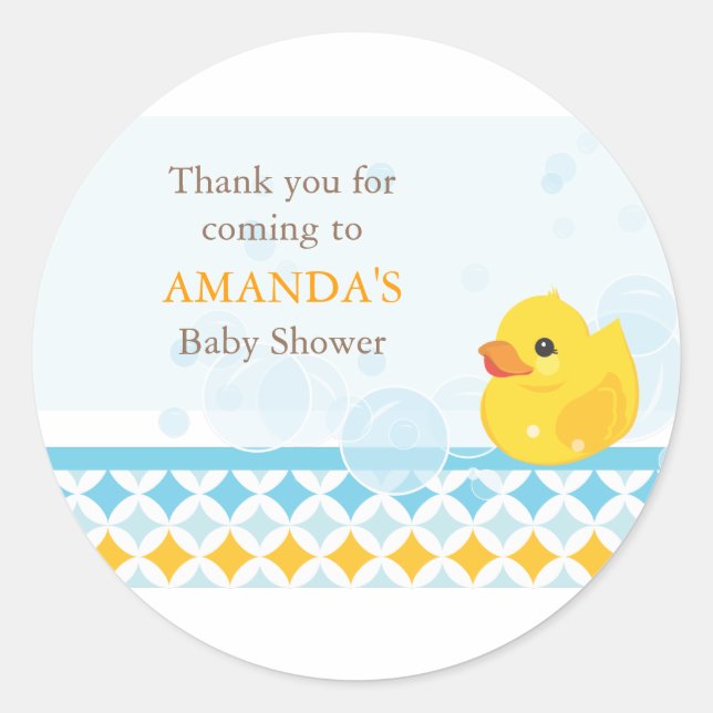 Baby shower en caoutchouc Ducky Favoriser Sticker (Devant)