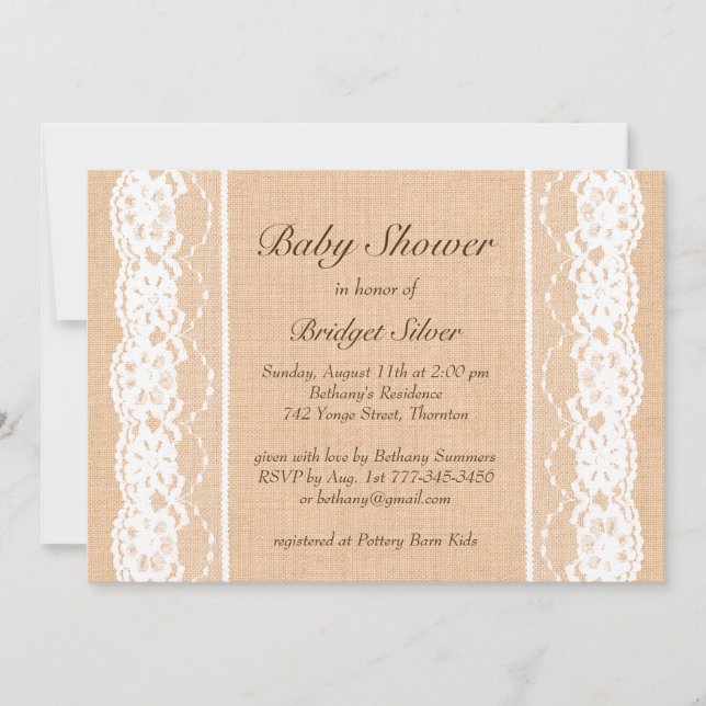 Baby shower en dentelle Vintage blanche Invitation (Devant)
