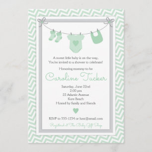 Baby shower en ligne Invitation vert et gris