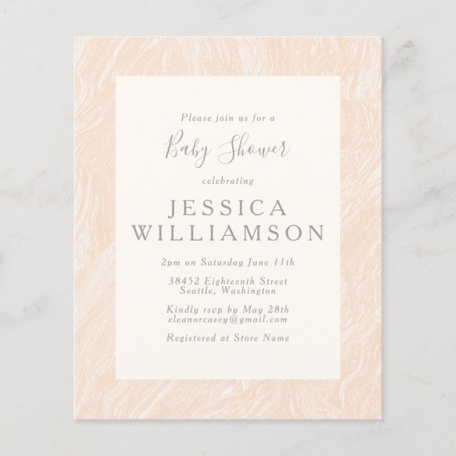 Baby shower en marbre clair de broche Boho à budge (Devant)