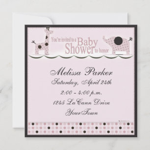 Baby shower en Poka rose Dots Invitation