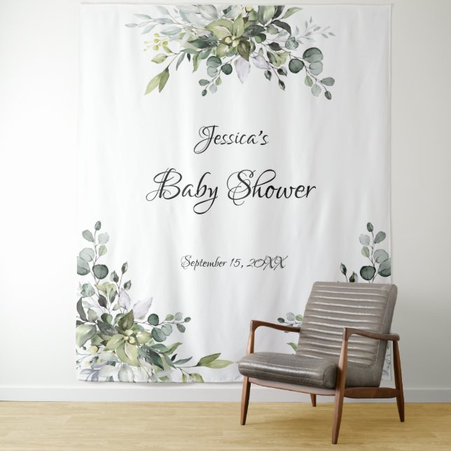 Baby shower Eucalyptus Photo Tapisserie Arrière -  (En situation)