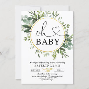 Baby shower Eucalyptus vert Invitation