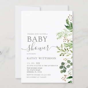 Baby shower Eucalyptus vert Invitation