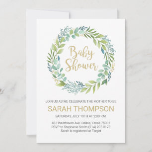 Baby shower Eucalyptus vert Invitation