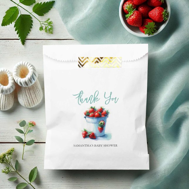 Baby shower Favoriser Sacs Aquarelle Fraises (Summer baby shower strawberry theme favor bags by Do Tell A Belle
)