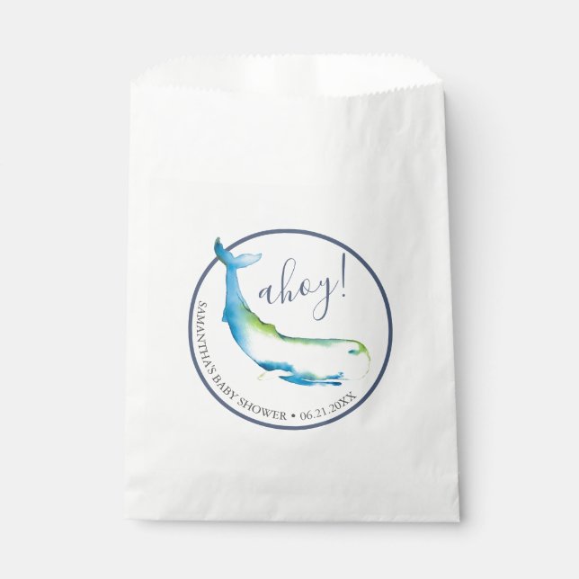Baby shower Favoriser Sacs Cute Aquarelle Baleine (Devant)