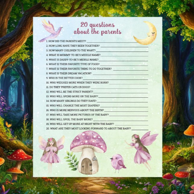 Baby-shower fée - 20 questions sur les parents (Créateur téléchargé)