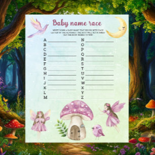 Baby shower fée - Jeu de course de noms de bébé