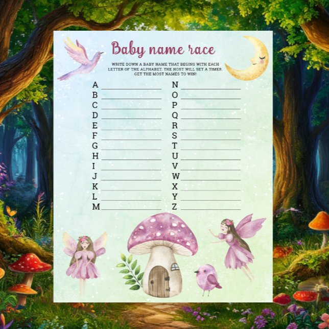 Baby shower fée - Jeu de course de noms de bébé (Créateur téléchargé)
