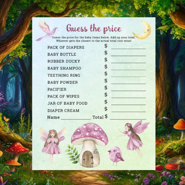 Baby shower fée - Jeu de devinette de prix (Créateur téléchargé)