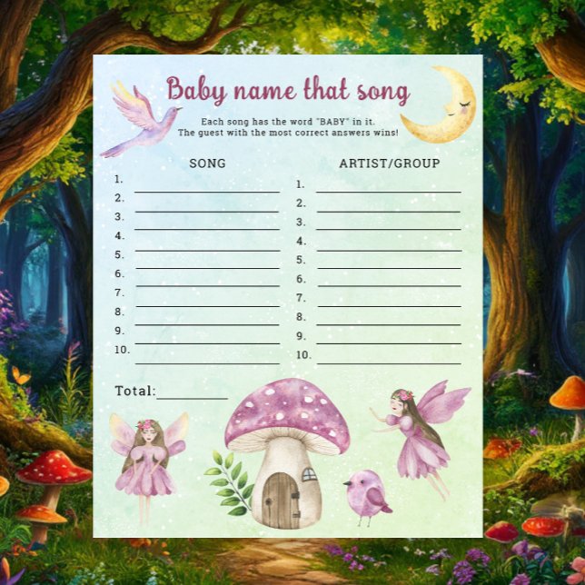 Baby shower fée - Jeu devinez le nom de la chanson (Créateur téléchargé)