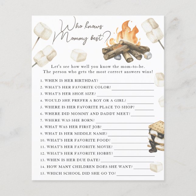 Baby shower feu de joie - Qui connaît le mieux mam (Devant)