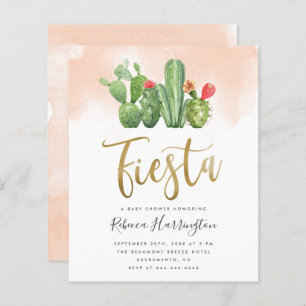 Baby shower Fiesta Cactus à aquarelle bleu budget