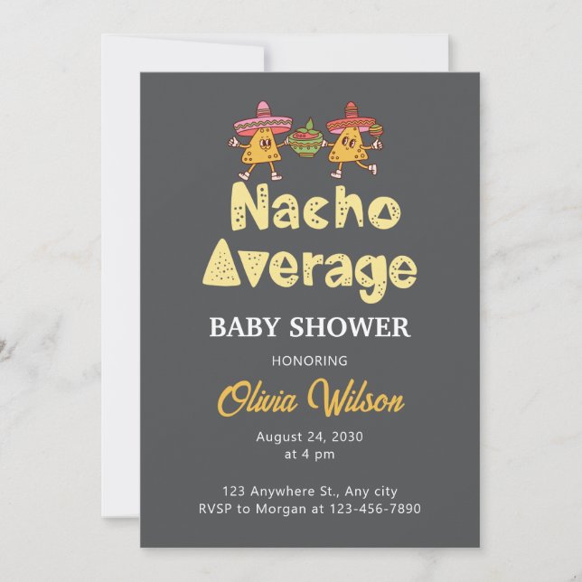 Baby shower Fiesta Invitation Nacho Douche moyenne (Devant)