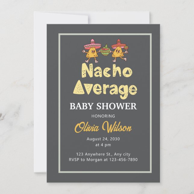 Baby shower Fiesta Invitation Nacho Douche moyenne (Devant)