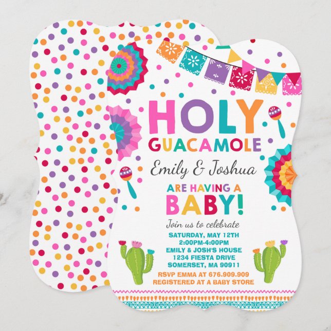 Baby shower Fiesta Invitation Saint-Guacamole (Devant / Derrière)