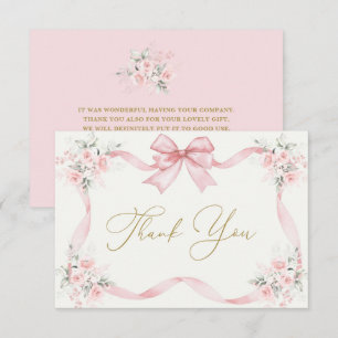 Baby shower fille Carte de remerciements avec arc