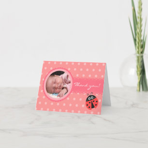 Baby shower fille - Carte de remerciements Ladybug