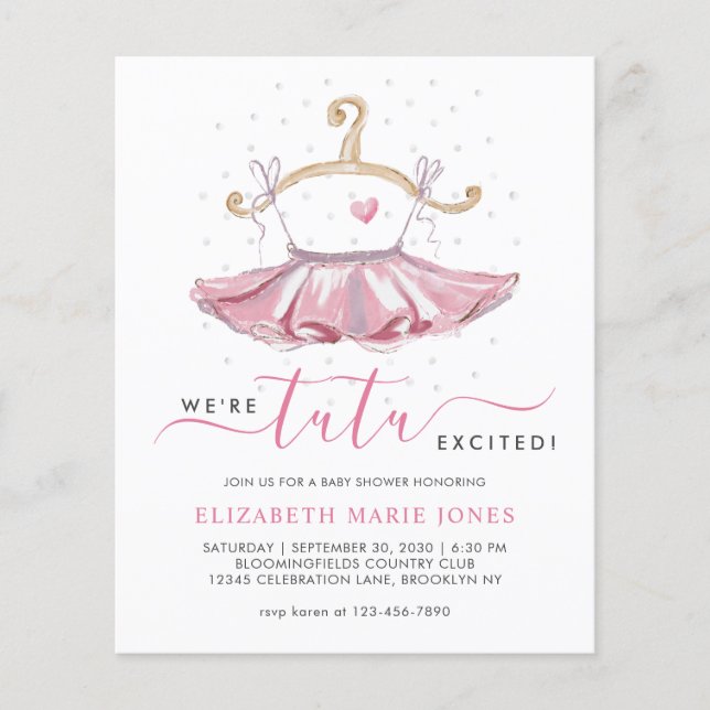 Baby shower Fille de Ballet Rose Tutu Ballerina mo (Devant)