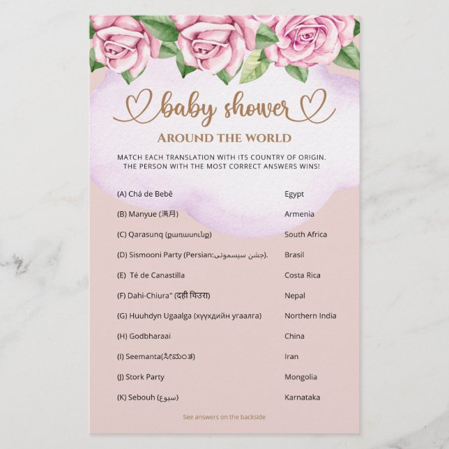 Baby shower fille ours en peluche autour du monde (Devant)