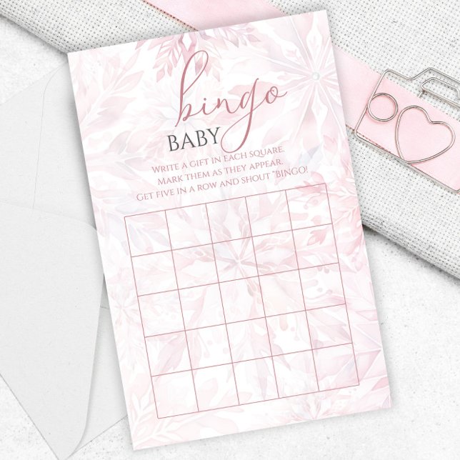 Baby shower Fille Pink Snowflake Jeu de Bingo (Créateur téléchargé)