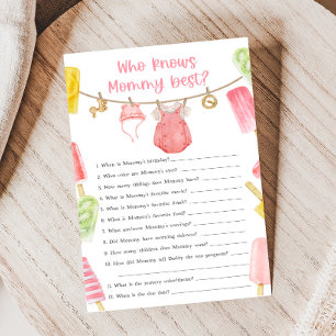 Baby Shower Fille Popsicle Qui Connaît le mieux Ma