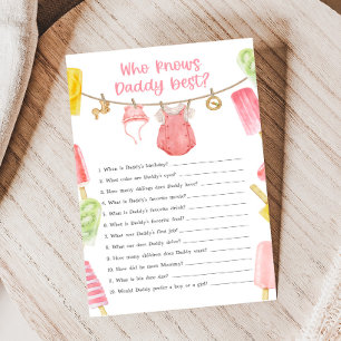 Baby Shower Fille Popsicle Qui Connaît le Papa Jeu