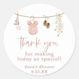 Baby shower fille Stickers Boho Blush Rose Favou