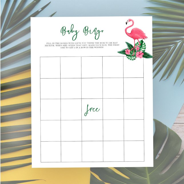 Baby shower flamand rose - Bingo de bébé (Créateur téléchargé)