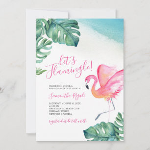 Baby shower Flamant rose Feuille tropical