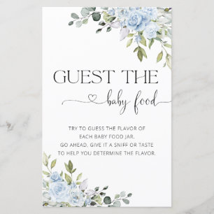 Baby-Shower Fleur Bleue - Jeu Devine la Nourriture