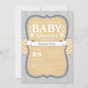 Baby shower Fleur Fleur Gris Tan Invitation