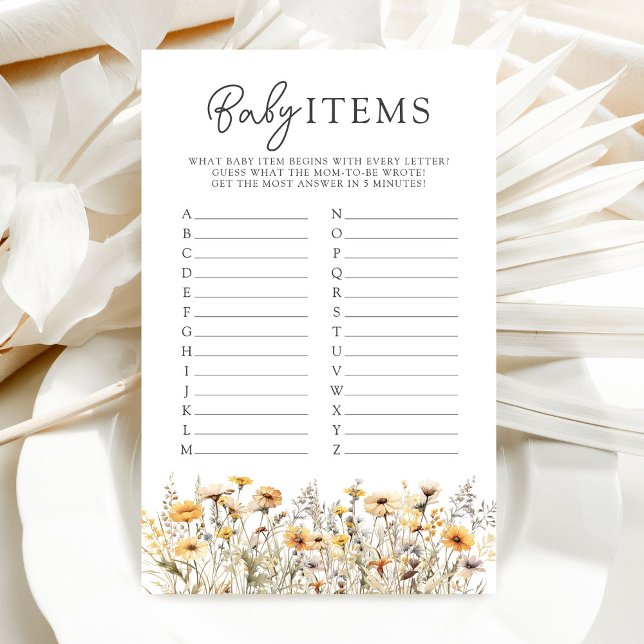 Baby shower fleur sauvage Baby Items Jeu (Créateur téléchargé)