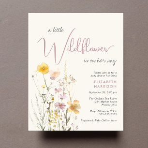 Baby shower Fleur sauvage Boho Aquarelle Invitatio
