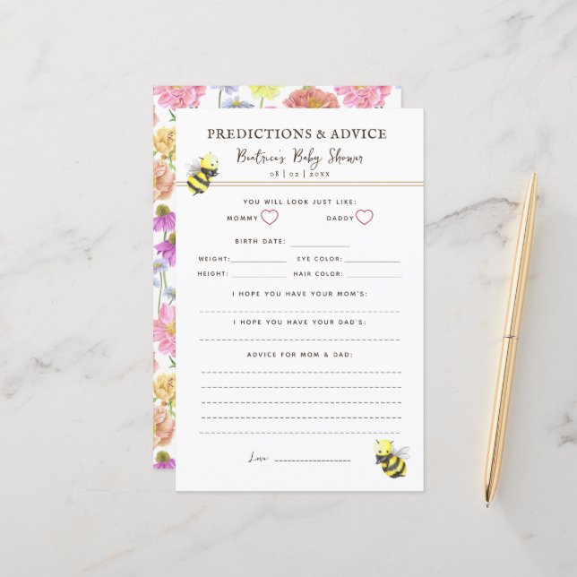 Baby shower fleur sauvage Conseils et prédictions  (Devant/Arrière en situation)