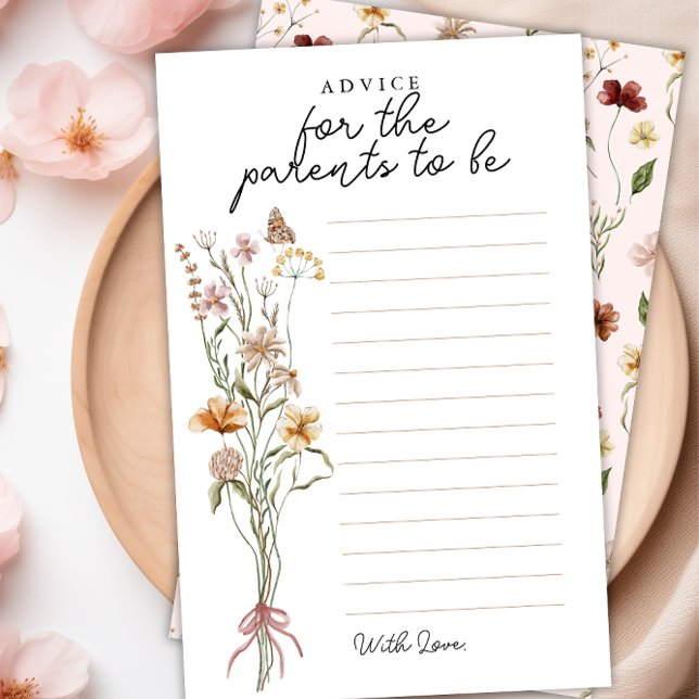 Baby shower fleur sauvage Conseils pour la carte P (Floral Predictions & Advice Baby Shower Game Card)