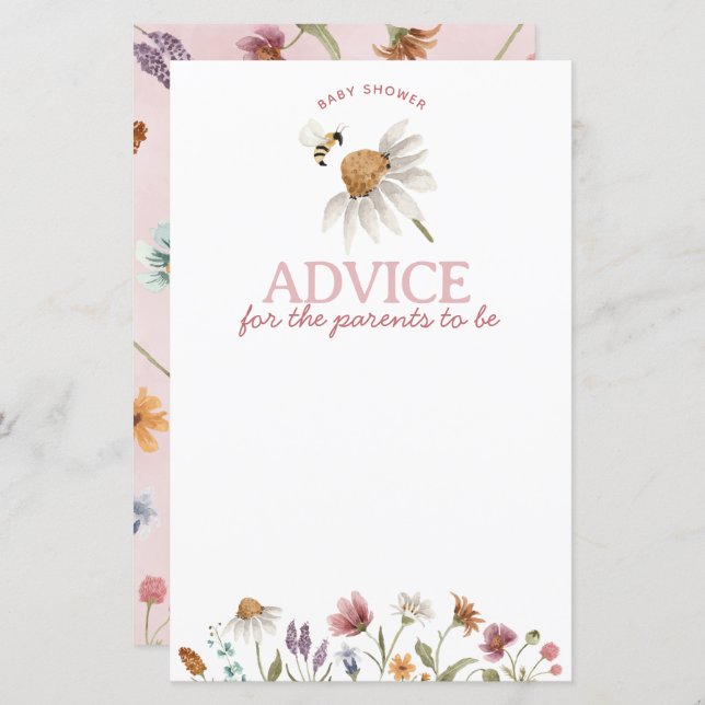 Baby shower fleur sauvage Conseils pour l'activité (Devant / Derrière)