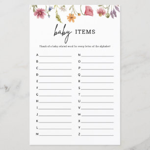 Baby shower Fleur sauvage de printemps Baby Alphab