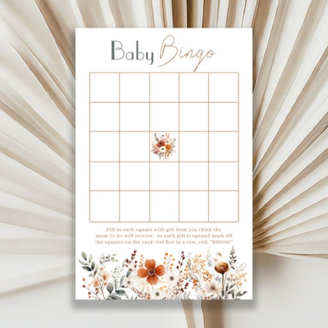 Baby shower Fleur sauvage en terre cuite Bingo (Créateur téléchargé)