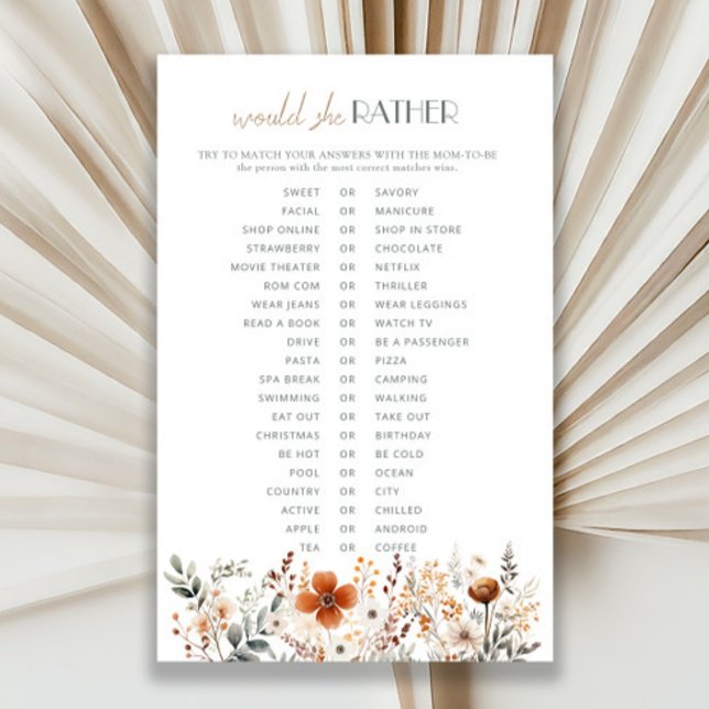 Baby shower Fleur sauvage en terre cuite préférera (Créateur téléchargé)