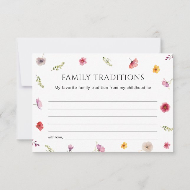 Baby shower fleur sauvage Famille Traditions Carte (Devant)