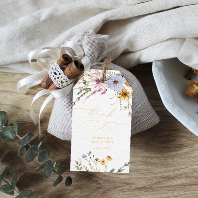 Baby shower fleur sauvage Favoriser les étiquettes (Créateur téléchargé)