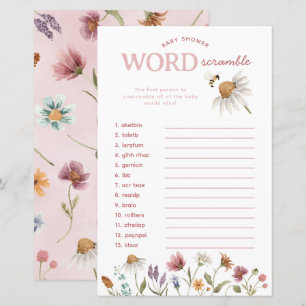 Baby shower fleur sauvage Jeu de course de mots