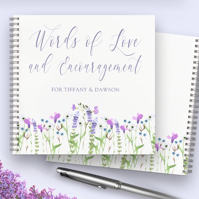Baby shower fleur sauvage Livre d'or Floral violet (Wildflower Baby Shower Guestbook for guests to leave advice and words of love and encouragement)