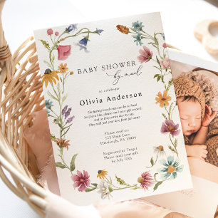Baby shower fleur sauvage par invitation par courr