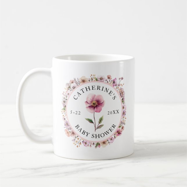 Baby shower Fleur sauvage rose Mug - Chat poussiér (Gauche)
