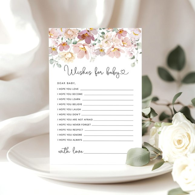 baby shower fleur sauvage souhaits pour carte bébé (Créateur téléchargé)